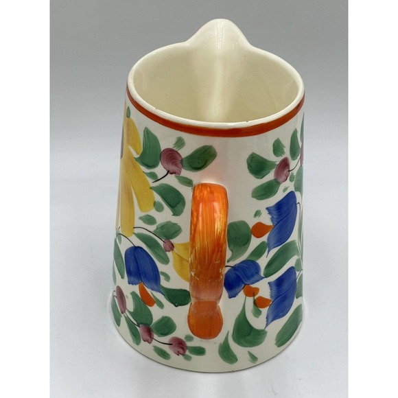 Vintage Hand Painted Floral Pitcher Art Deco POTTERY CZECHOSLOVAKIA Bern 7” - Picture 3 of 11